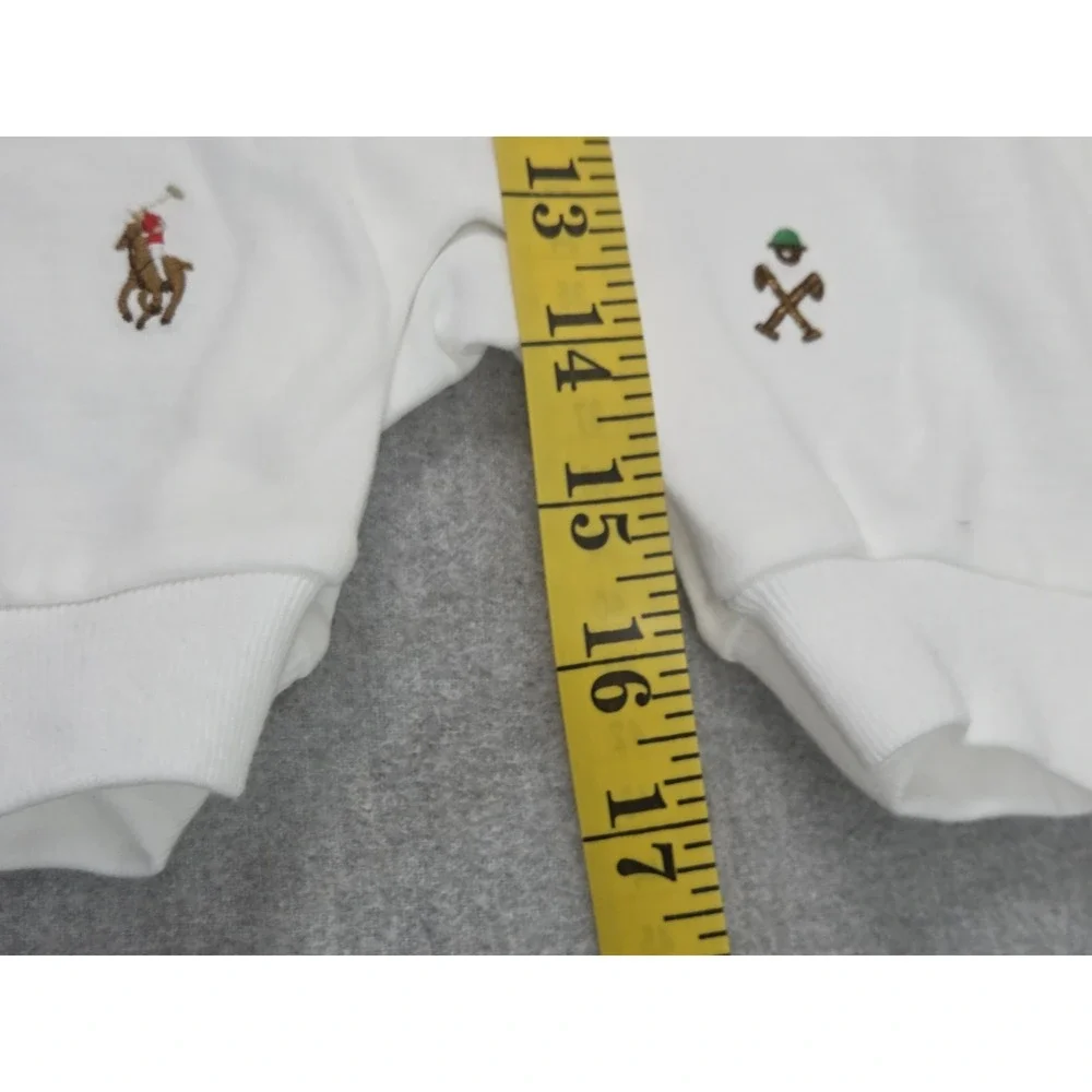 Ralph Lauren Newborn One Piece Sleeper Embroidered Ponies RL Logo White Crest